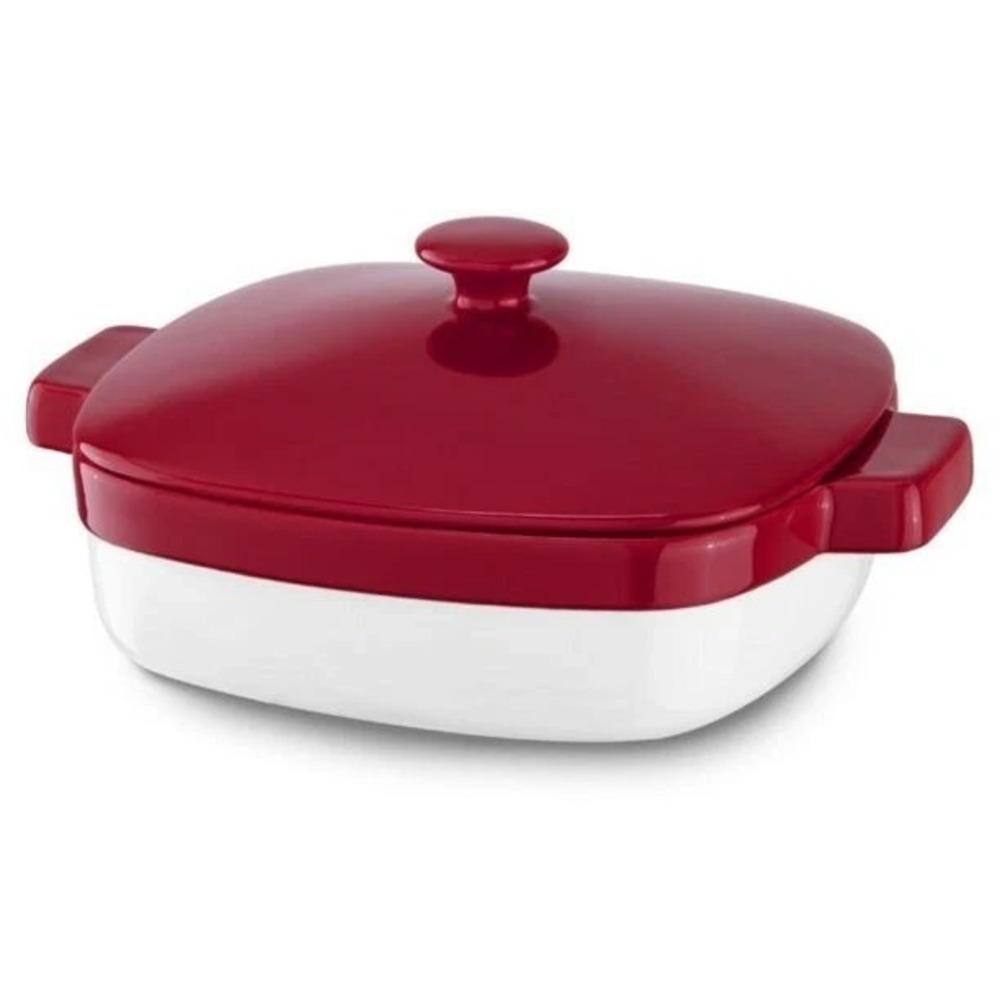 NEW! KitchenAid Streamline Ceramic 2.8 Quart Casserole Bakeware Empire Red/White